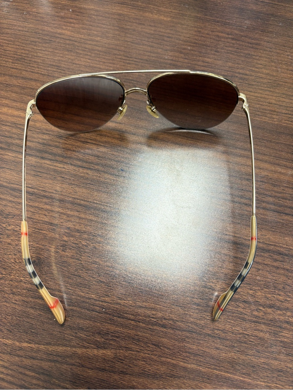 Burberry BE3113 Classic Aviator Sunglasses - Brown Lenses, Gold Frame - Picture 3 of 12
